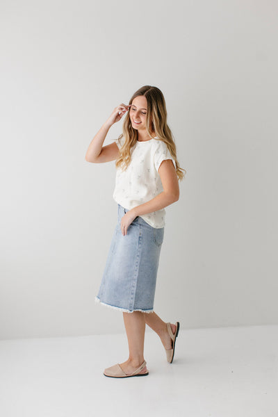 Sydney Distressed Raw Hem Denim Skirt