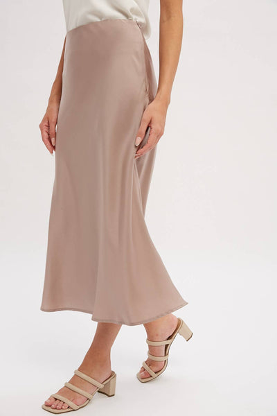 SATIN MIDI SKIRT