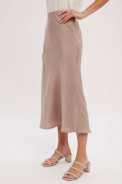 SATIN MIDI SKIRT