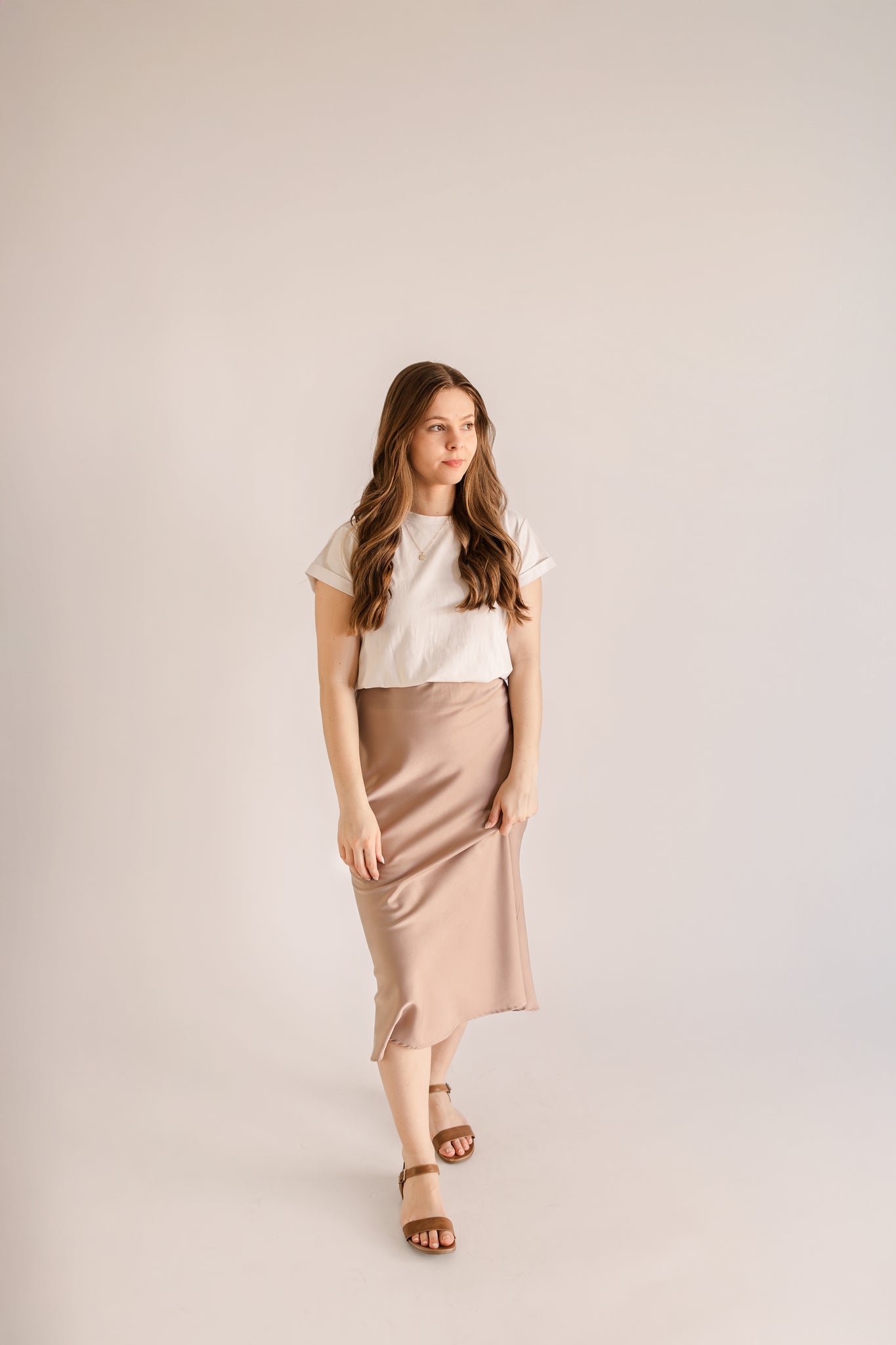 SATIN MIDI SKIRT