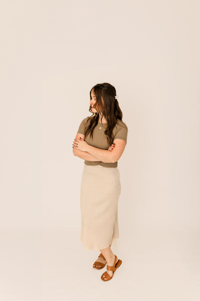 Ribbed Midi Skirt