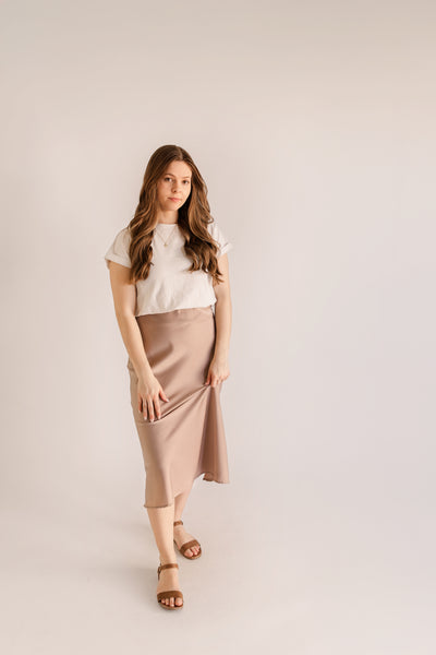 SATIN MIDI SKIRT