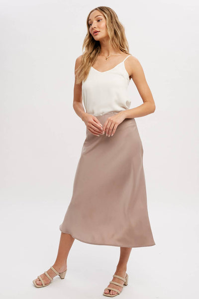 SATIN MIDI SKIRT