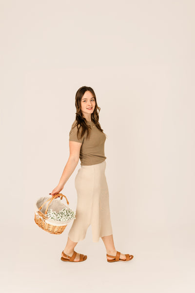 Ribbed Midi Skirt