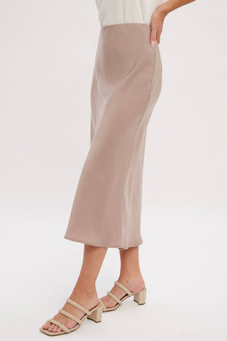 SATIN MIDI SKIRT