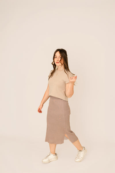 Ribbed Midi Skirt