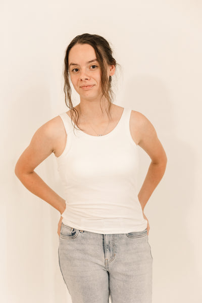 Athleisure built-in bra rib tank top