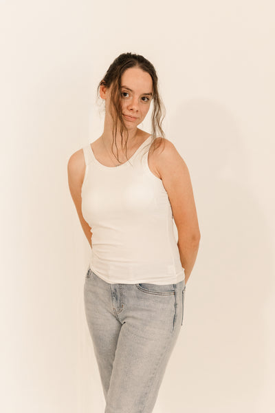 Athleisure built-in bra rib tank top