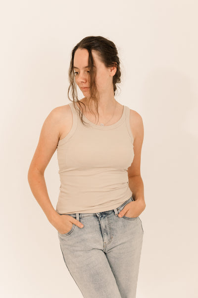 Athleisure built-in bra rib tank top