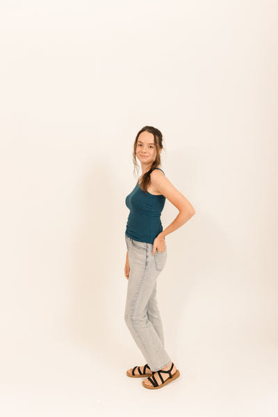 Athleisure built-in bra rib tank top