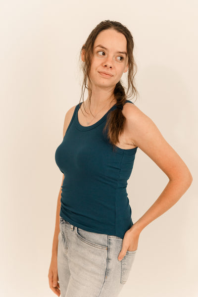 Athleisure built-in bra rib tank top