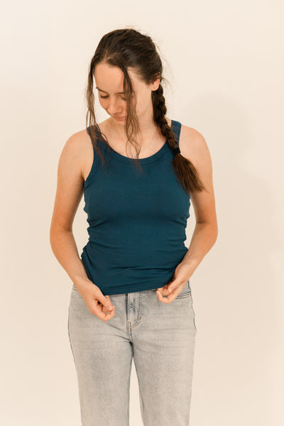 Athleisure built-in bra rib tank top