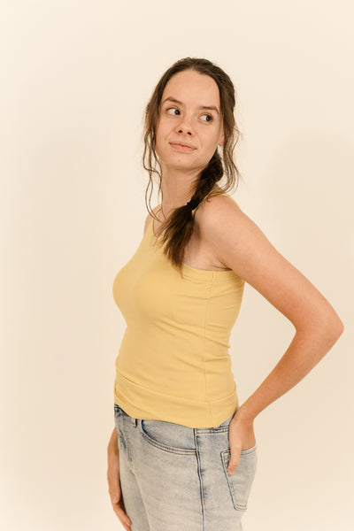 Athleisure built-in bra rib tank top