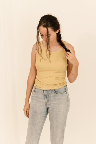 Athleisure built-in bra rib tank top