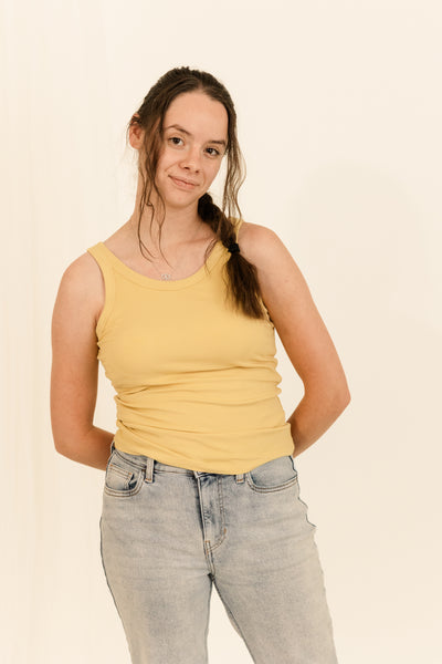 Athleisure built-in bra rib tank top