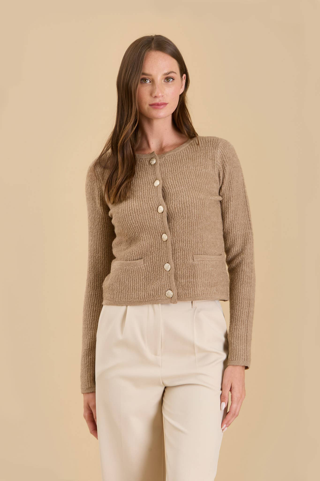 GOLD BUTTON KNIT CARDIGAN