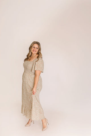 Rayon Gauze Smocked Midi Dress