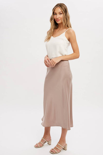 SATIN MIDI SKIRT