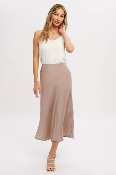 SATIN MIDI SKIRT