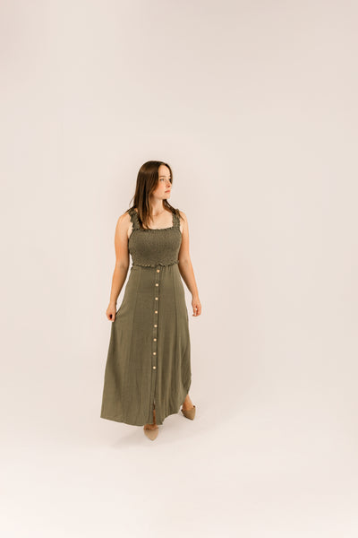 Linen Olive Dress