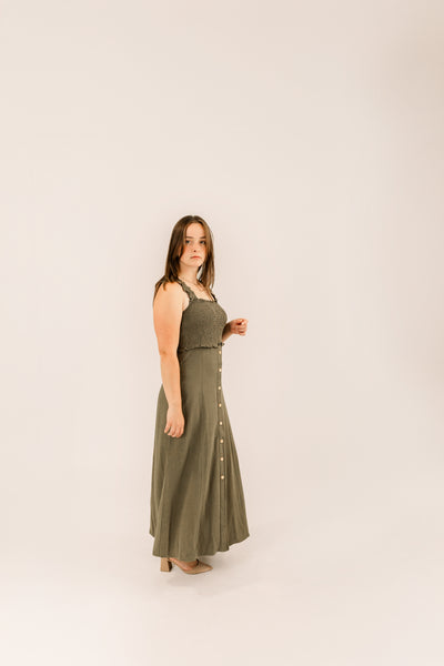 Linen Olive Dress