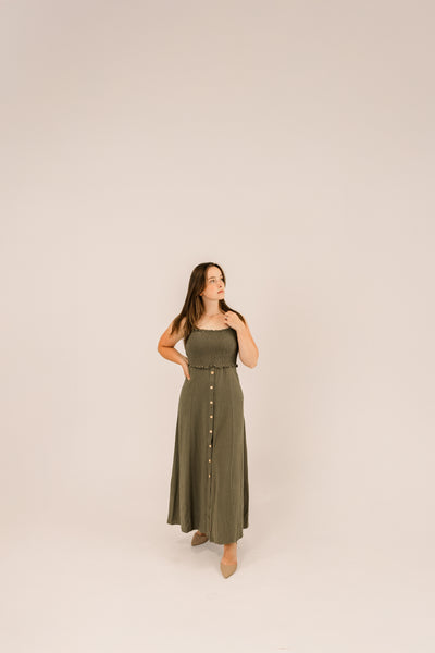Linen Olive Dress