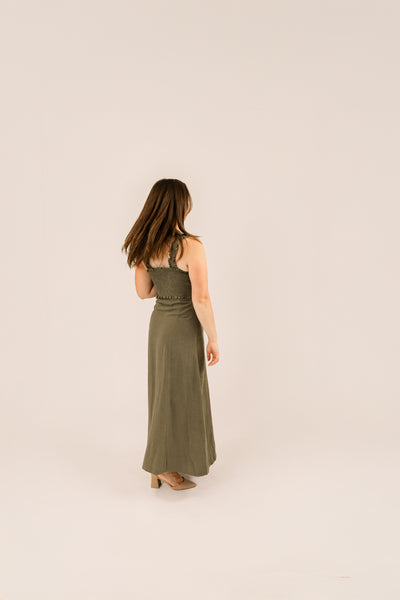 Linen Olive Dress