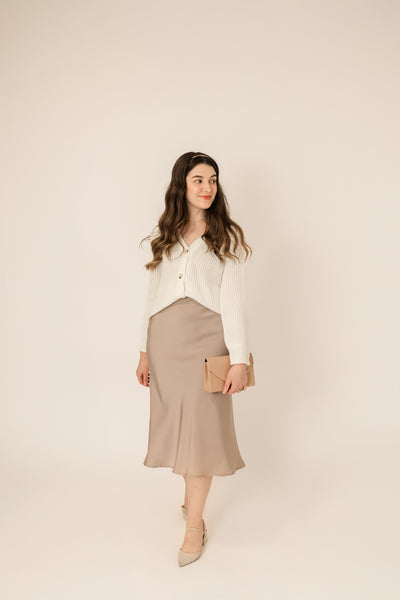 SATIN MIDI SKIRT