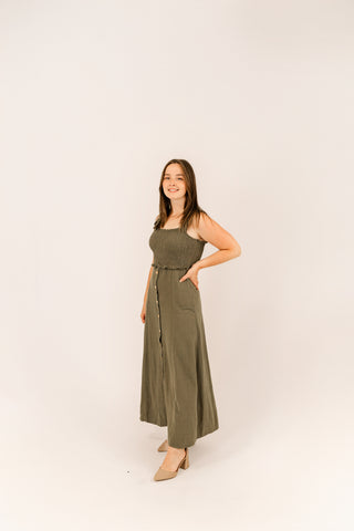 Linen Olive Dress
