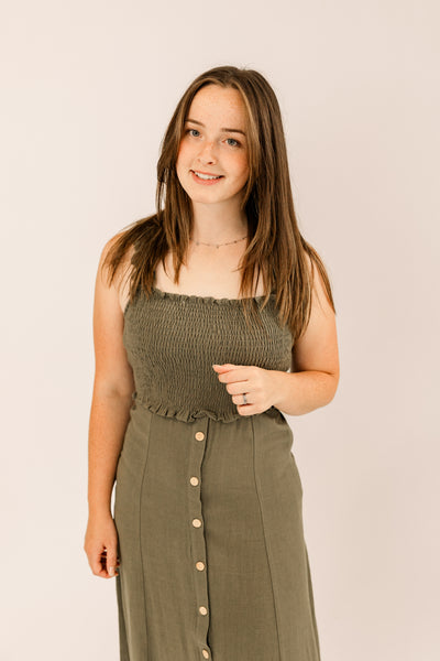 Linen Olive Dress