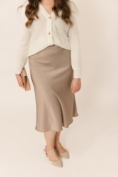 SATIN MIDI SKIRT