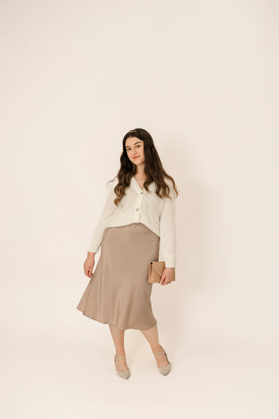 SATIN MIDI SKIRT