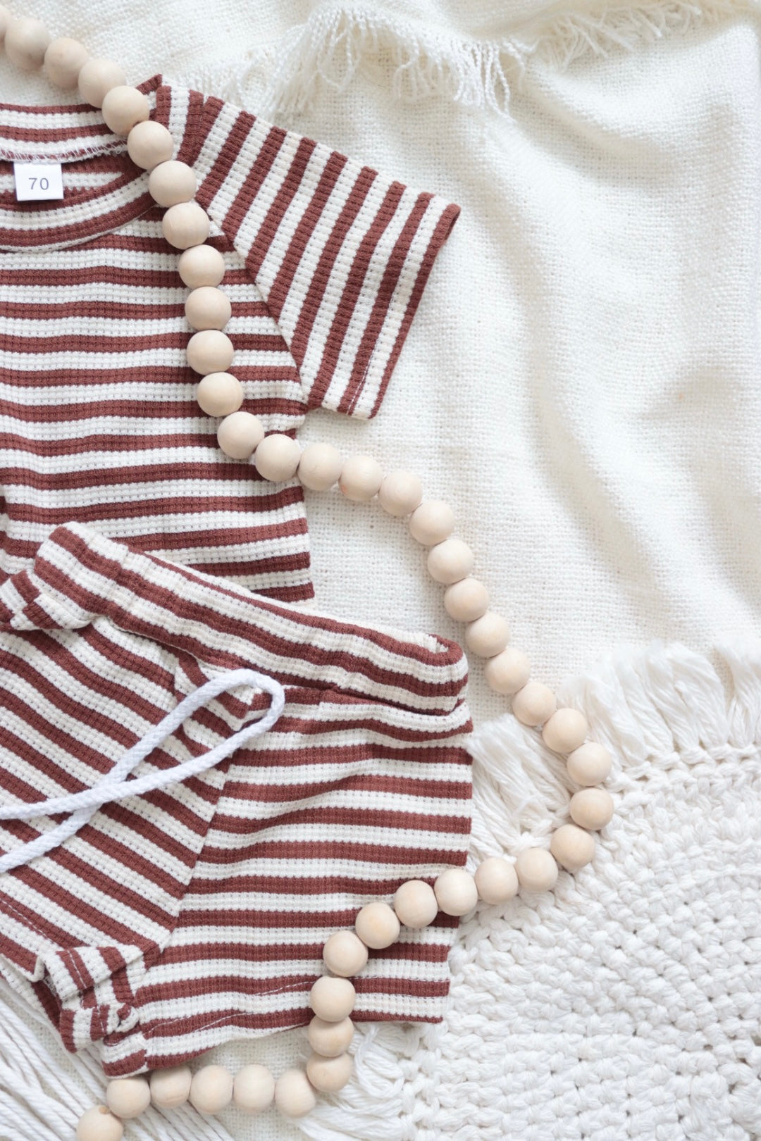 Striped Waffle Short Set