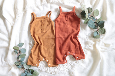 Waffle Knit Button Romper